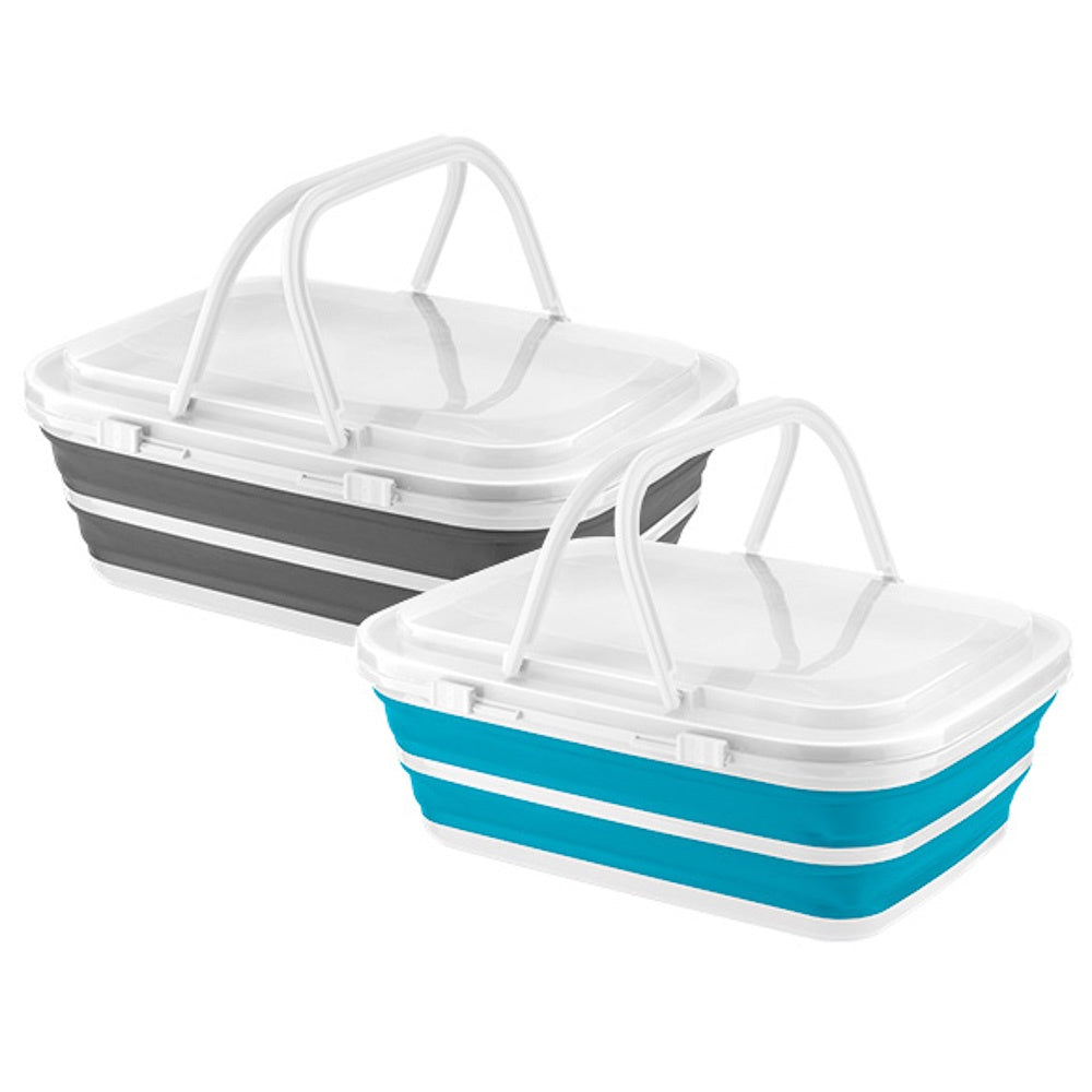 Home+ collapsible picnic basket cooler with ice blocks