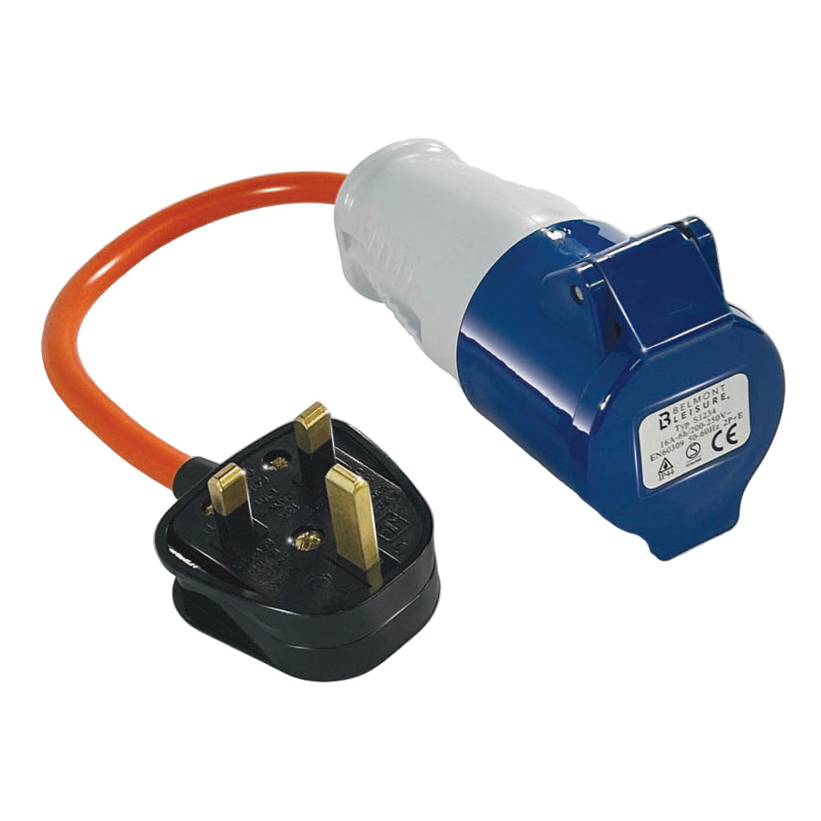 Belmont Leisure - UK 13A plug to 16A Hook up Adaptor