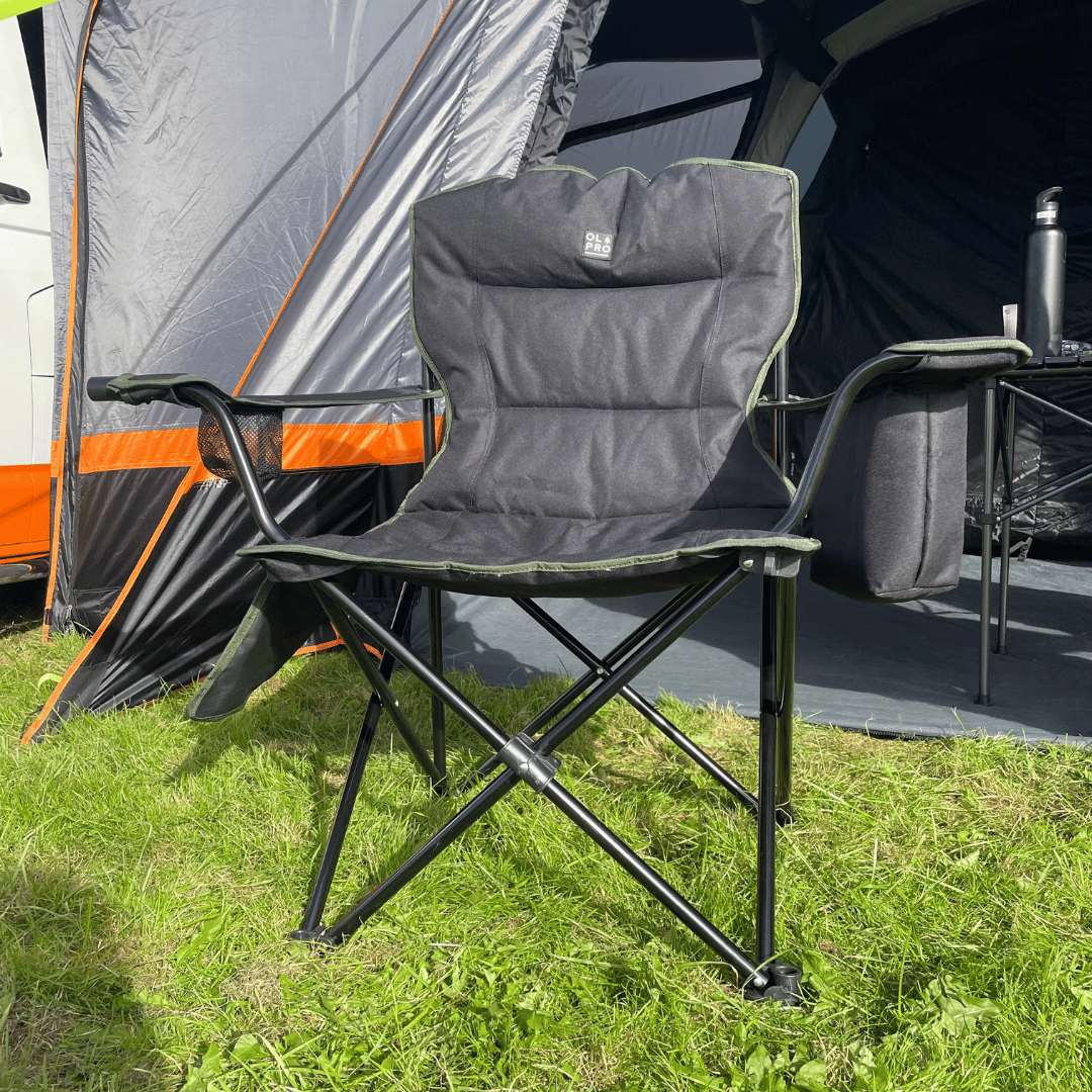 OLPRO - Henwick Padded Folding Camp Chair Black & Green | FU108
