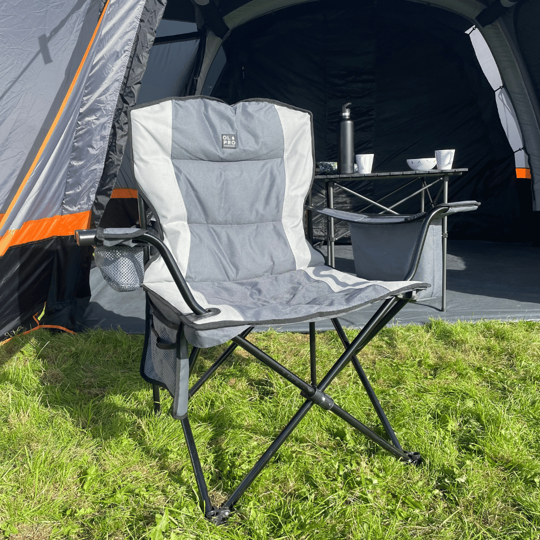 OLPRO - Henwick Padded Folding Camp Chair - Grey & Charcoal | FU107