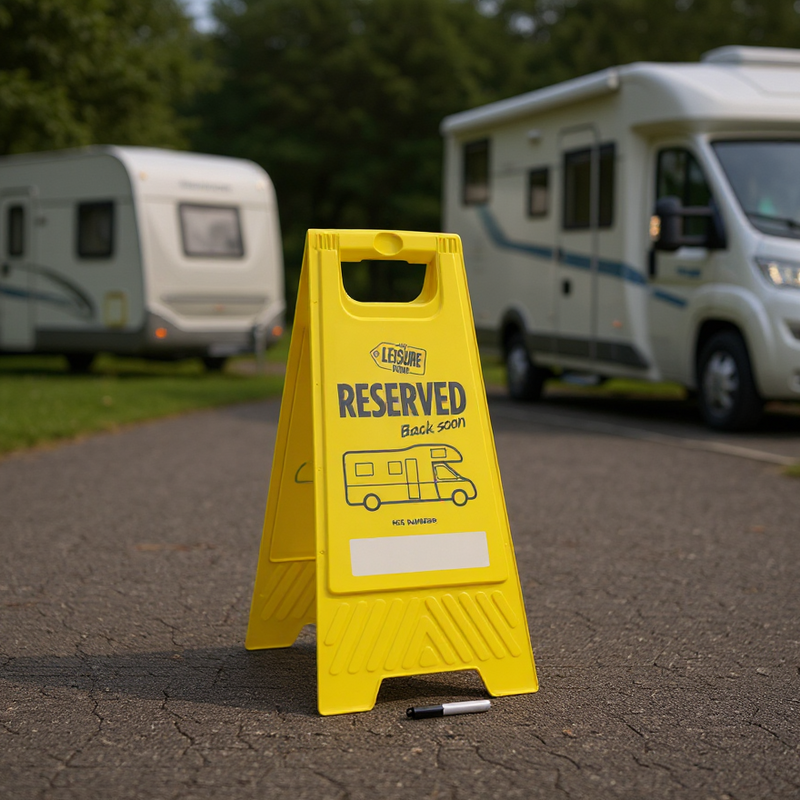 Motorhome Reserve Sign with Marker by That Leisure Shop