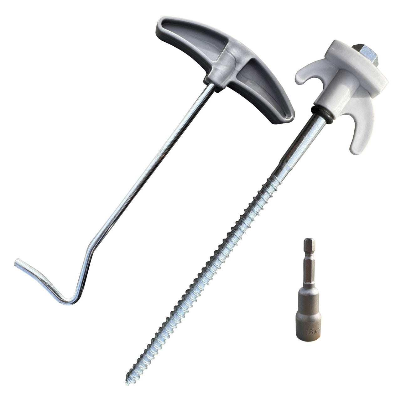 OLPRO - Screw in Hard Ground Rock Pegs Peg With 20pcs Adaptor and Peg Puller | OL516