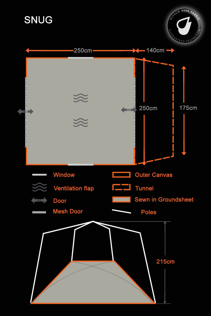 OLPRO - Snug Poled Tailgate Campervan Awning | OL1014