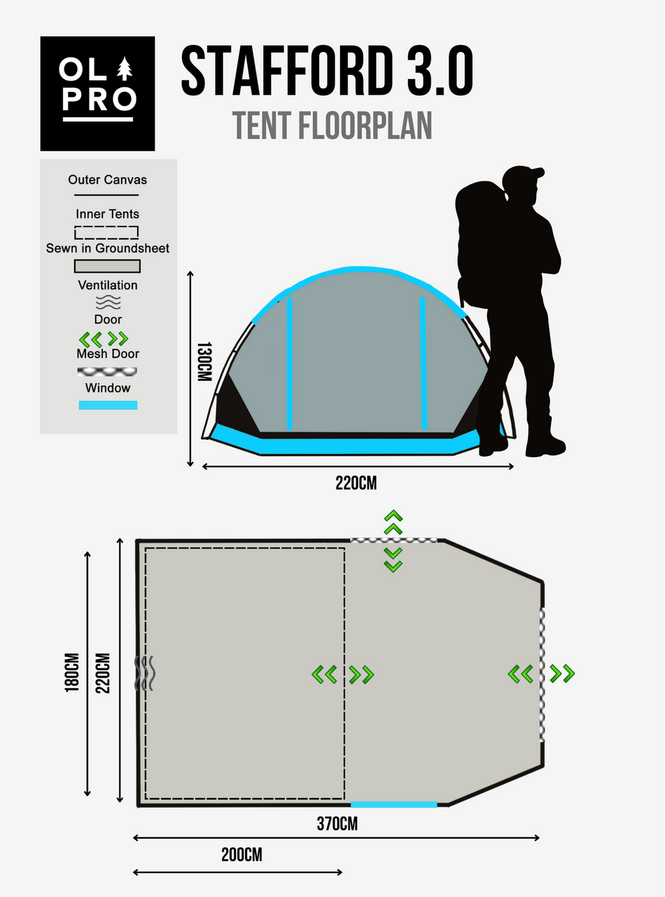 OLPRO - Stafford 3.0 - 3 Berth Tent | ED102