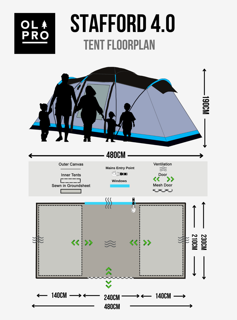 OLPRO - Stafford 4.0 - 4 Berth Tent | ED103