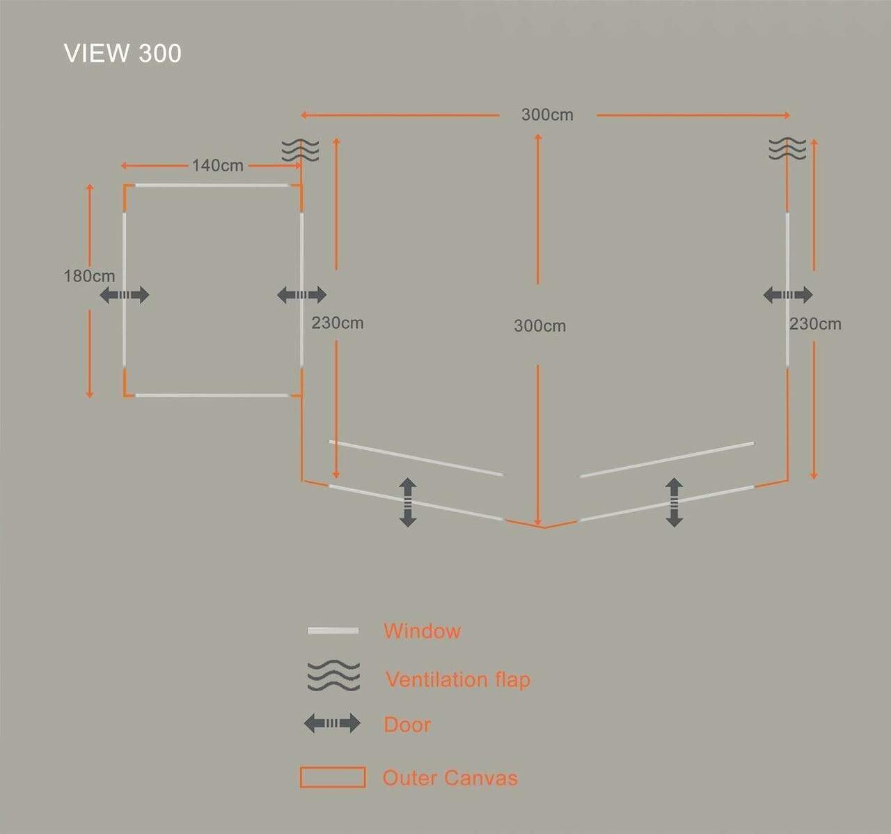 OLPRO - View 300 Caravan Inflatable Porch Awning With Porch Extension | OB124